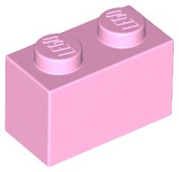 Tijolo 1x2 Cor de Rosa Brilhante