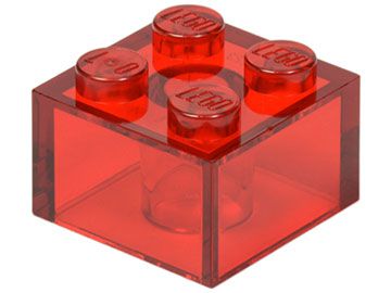 Tijolo 2x2 Translúcido Vermelho
