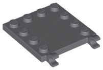 Placa Lisa modificada 4x4 com studs na borda e 2 clipes abertos Cinza Escura