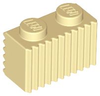 Tijolo modificado 1x2 com ranhuras Bege