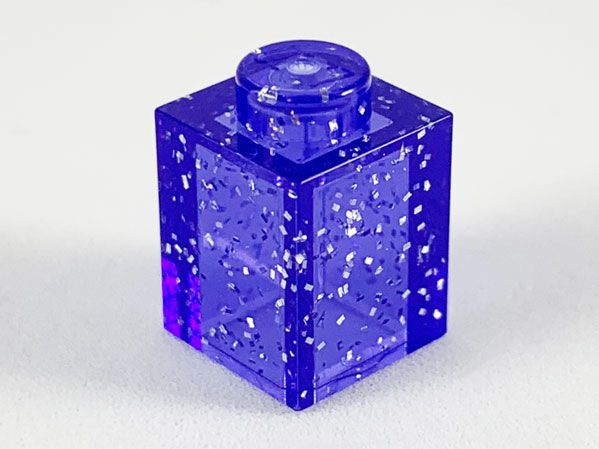 Tijolo 1x1 Translúcido roxo com glitter
