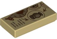 Placa Lisa 1x2 com desenho de caldeirão em círculo e ingredientes bege