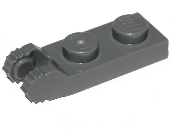 Placa com dobradiça 1x2 (7 dentes) sem ranhura inferior Cinza Escura