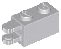 Tijolo 1x2 com dobradiça de 7 dentes Cinza Claro