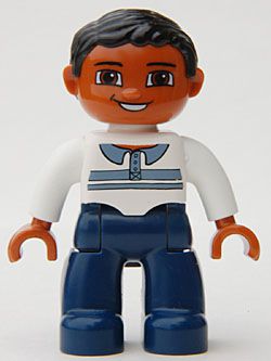 Boneco Lego Duplo Homem Pernas Azuis Escuras Camisa Branca