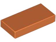 Placa Lisa 1x2 com Ranhura Dark Orange