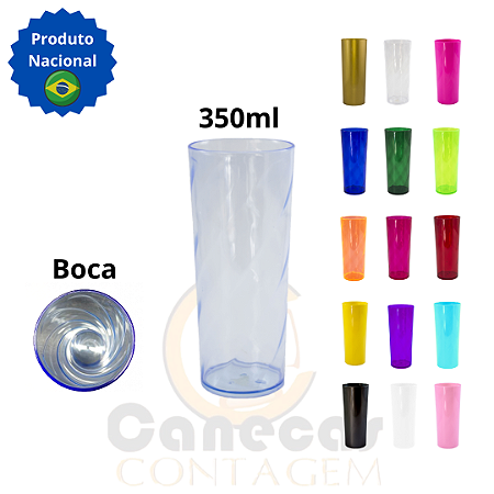 100 Copos Long Drink 350ml Acrílico – SEM PERSONALIZAÇÃO