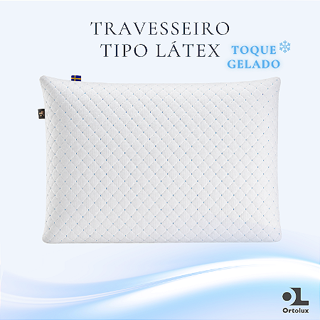 Travesseiro Tipo Látex Macio Toque Gelado Ortolux