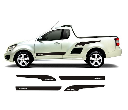 Kit Adesivo faixa lateral tuning Chevrolet Pick-up Nova Montana modelo Sport SRT