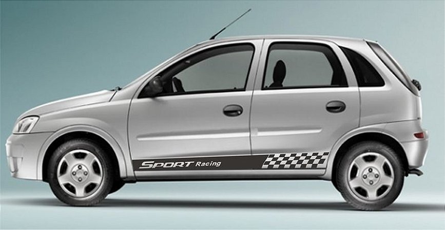 Kit Adesivo faixa lateral tuning Chevrolet Novo Corsa hatch e sedan SRT Sport Racing