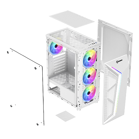 Gabinete Hayom Gamer Gb1733 Branco C/ 4 Fans Cooler Rgb