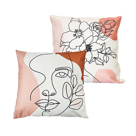 Jogo 2 Capa Almofada Boho Tropital Minimalista - 42cm x 42cm MD3