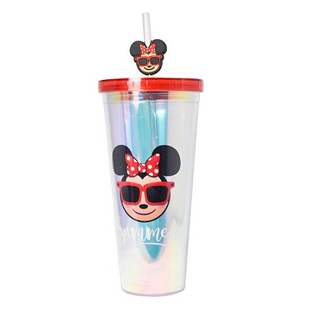 Copo com Canudo Furta Cor Summer Minnie - Disney