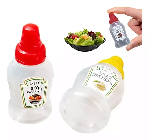 Kit Mini Garrafinhas Bisnaga de Molhos Mostarda e Ketchup
