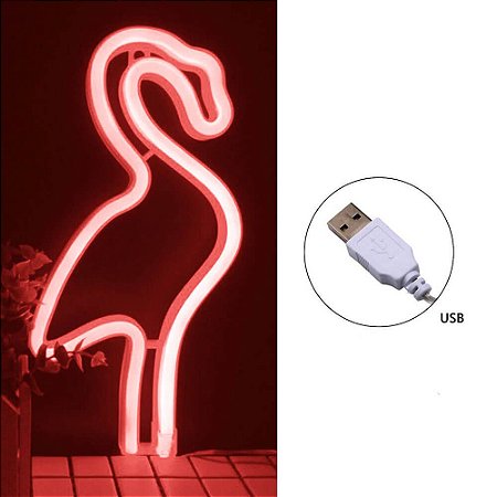 Luminária Neon Flamingo Led USB - Vermelho