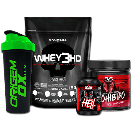 Combo Whey + Termogênico + Pré-Treino + Coqueteleira