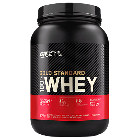 Gold Standard 100% Whey 907g - Optimum Nutrition - Pote