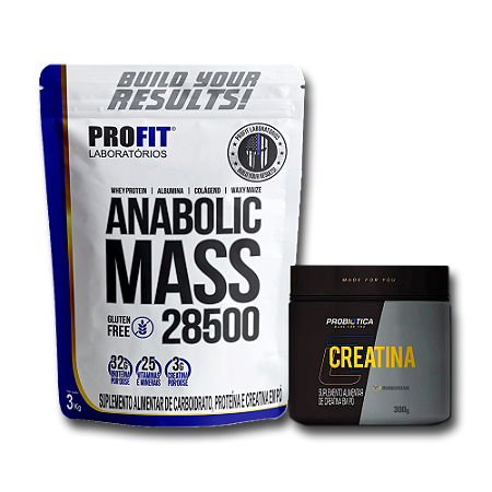 COMBO Anabolic Mass 28500 3kg - Profit + Creatina 300g - Probiótica