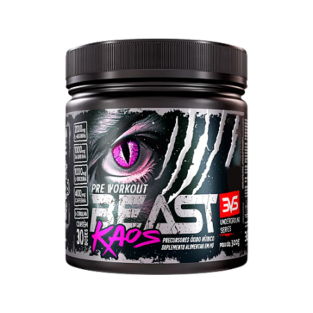 PRÉ TREINO BEAST KAOS 300g Extra Forte Citrulina, Beta Alanina, Cafeína, Arginina, Taurina Tirosina