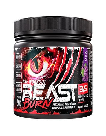 PRÉ TREINO BEAST BURN 300g - O Único Com Morosil, Beta Alanina, Cafeína, Arginina