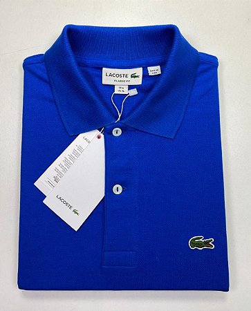 Camiseta Polo Lacoste Classic 100% Original Gola - Azul - Perimports