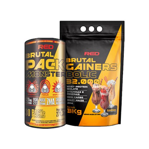 Brutal Pack 30 Packs + Brutal Gainers Bolic 32.000 3Kg - Red Series