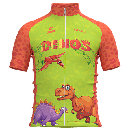 CAMISA CICLISMO INFANTIL SÓDBIKE, PROTEÇÃO SOLAR 20, ZIPER FULL, DINO