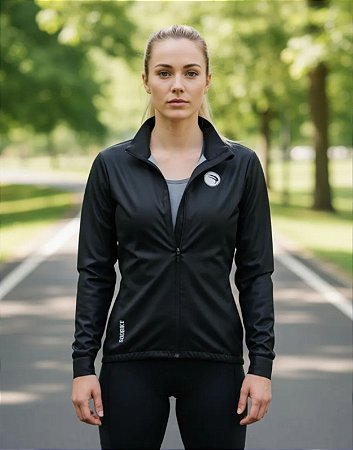 CORTA VENTO CICLISMO FEMININO SÓDBIKE, 3 BOLSOS, ZIPER FULL, PRETO