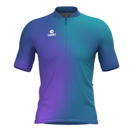 CAMISA CICLISMO MASCULINA SÓDBIKE, PROTEÇÃO SOLAR 20, ZIPER FULL, DEGRADE