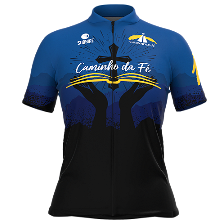 CAMISA CICLISMO FEMININA SÓDBIKE, PROTEÇÃO SOLAR 20, ZIPER FULL, CAMINHO DA FÉ