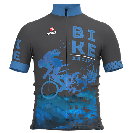 CAMISA CICLISMO INFANTIL SÓDBIKE, PROTEÇÃO SOLAR 20, ZIPER FULL, RACING AZUL