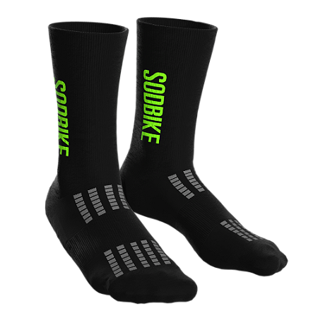 Meia Sódbike - Preta-Verde Flúor