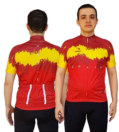 CAMISA CICLISMO MASCULINA ESPANHA SÓDBIKE, PROTEÇÃO SOLAR 20, ZIPER FULL