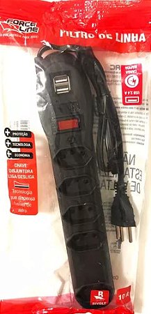 Filtro 5 Tomadas Incorp Bivolt USB 5V / 1A PT
