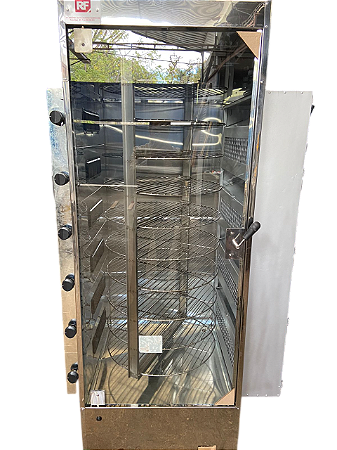 Maquina Assar Frangos e Carnes Giratória RF200DP Duplo (Queimadores a gás e Carvão) - Inox 10 Grelhas