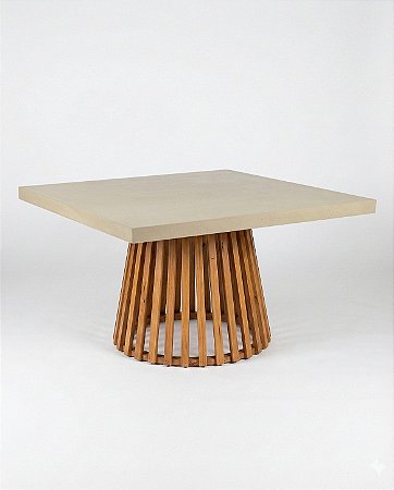 Mesa Laqueada Off White - 150x150cm - Pé Ripado