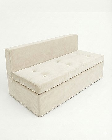 Banco Futon com encosto - Veludo Off White