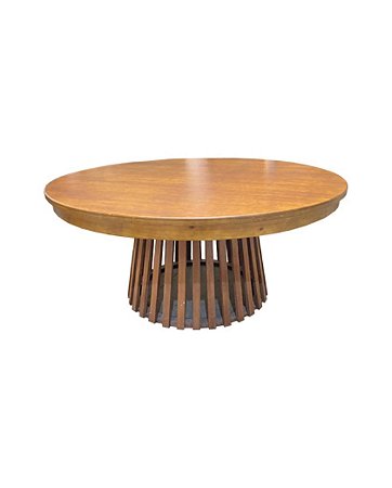 Mesa Redonda em Madeira com pé ripado - 160cm