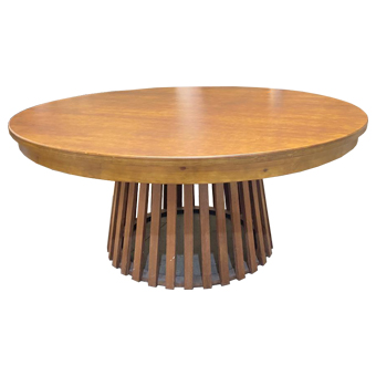 Mesa Redonda em Madeira com pé ripado - 160cm