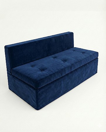 Banco Futon com encosto - Veludo Azul