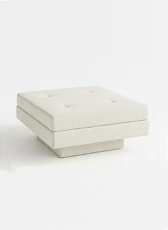 Banco Futon Quadrado - Sarja Off White