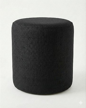 Pufe Cilindrico Veludo Preto - 43x50cm