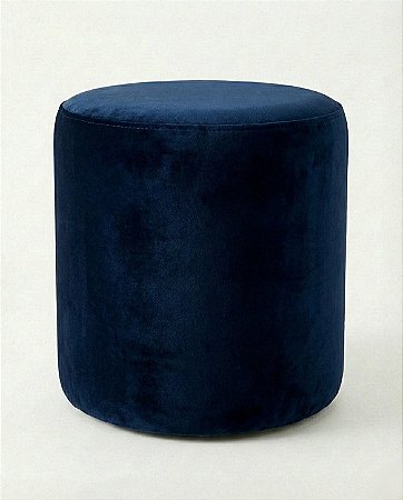 Pufe Cilindrico 43x50cm - Veludo Azul Marinho