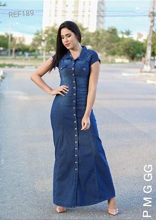 vestido jeans longo atacado