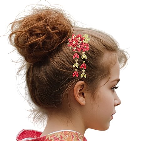 Ornamento Para Cabelo Kanzashi - Arranjo Mini Gérbera.