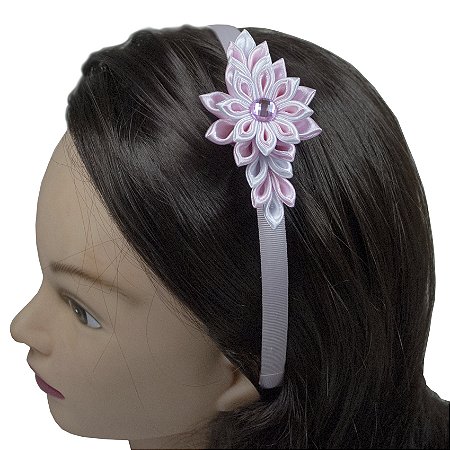 Tiara Floral - Kanzashi Em Flor De Cetim - Mod Azaléia.