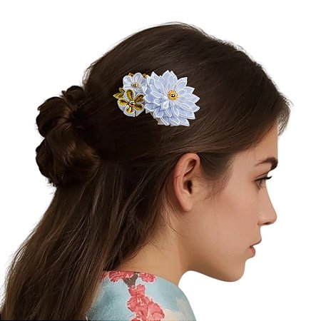 Pente para cabelo, estilo japonês - Kanzashi. Modelo Hana.