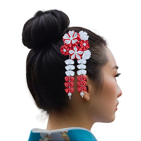 Ornamento japonês para cabelo - Kanzashi. Modelo Mika.
