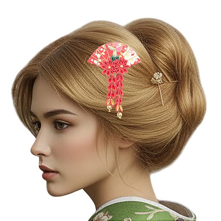 Presilha Leque Prendedor Cabelo Oriental Floral Luxo Lana G