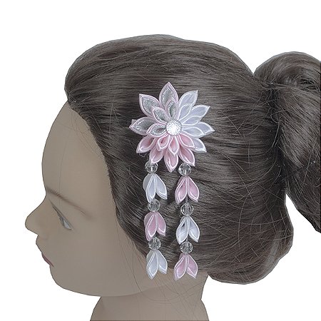 Presilha de flor Kanzashi - Modelo Marghy